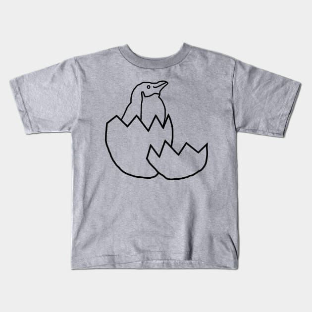 Little Blue Penguin Hatching from Egg Outline Kids T-Shirt by ellenhenryart